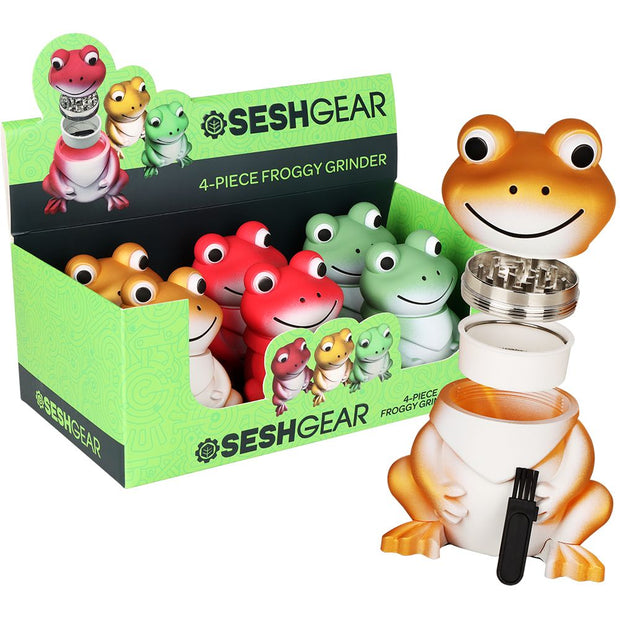 6CT DISPLAY - SeshGear Froggy Grinder - 4pc / 1.75" / Assorted Colors