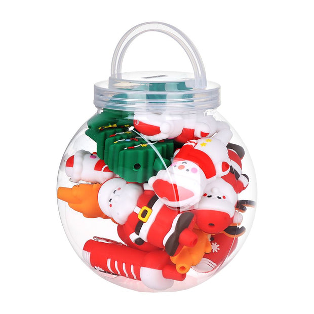 15CT FISHBOWL - Christmas Themed Silicone Hand Pipe  -  4" / Styles Vary