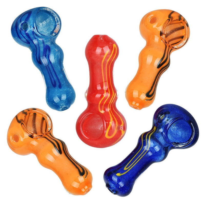 10CT BUNDLE - Two-Toned Tiger Stripe Glass Hand Pipe - 2.75" / Assorted Colors - Headshop.com