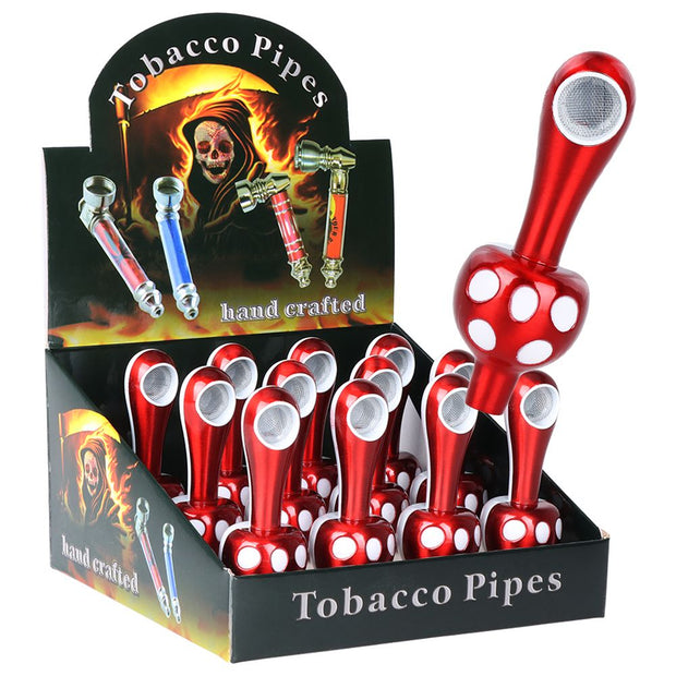 12CT DISPLAY - Spotted Mushroom Metal Hand Pipe  - 3.75" - Headshop.com