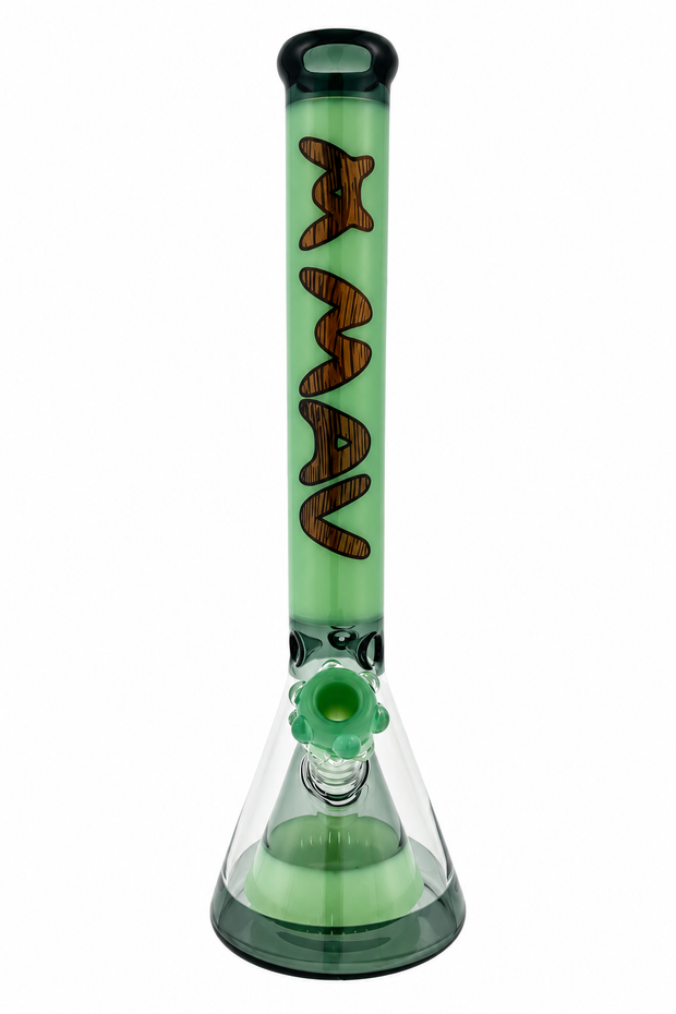 18" pyramid beaker bong wood grain mav with matching bowl