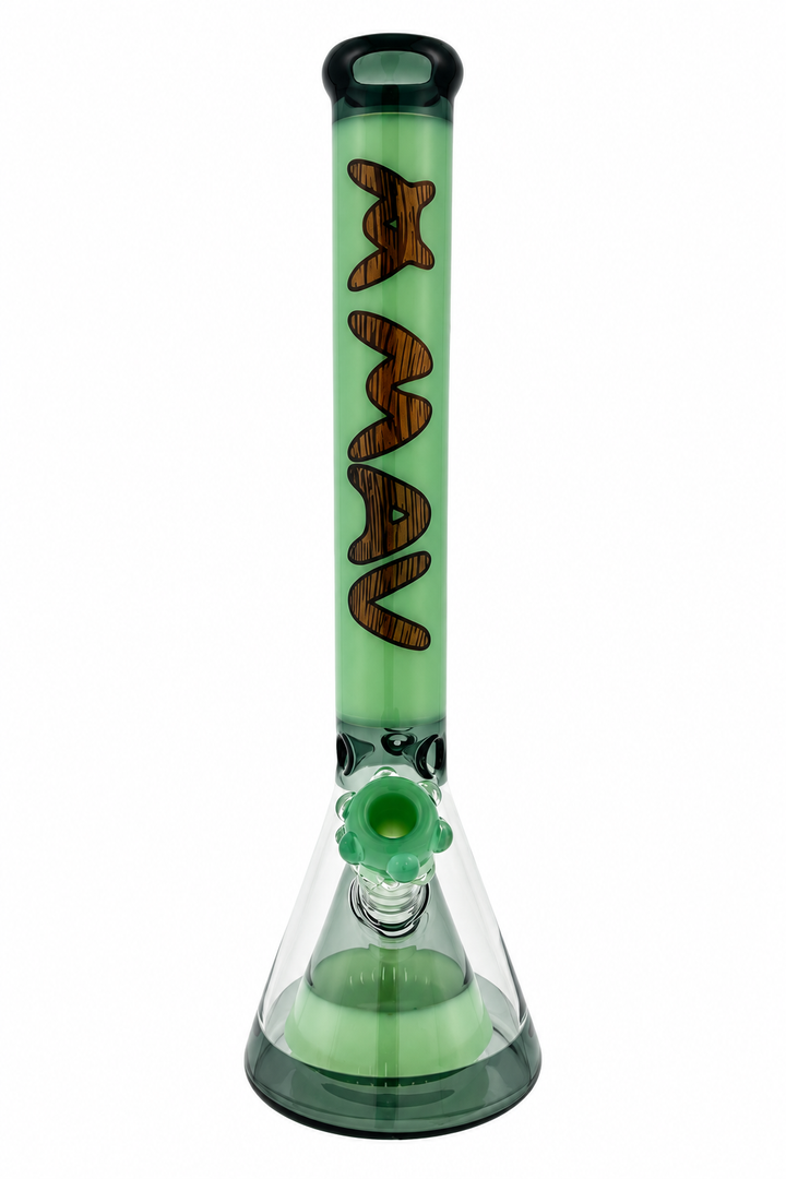 18" pyramid beaker bong wood grain mav with matching bowl