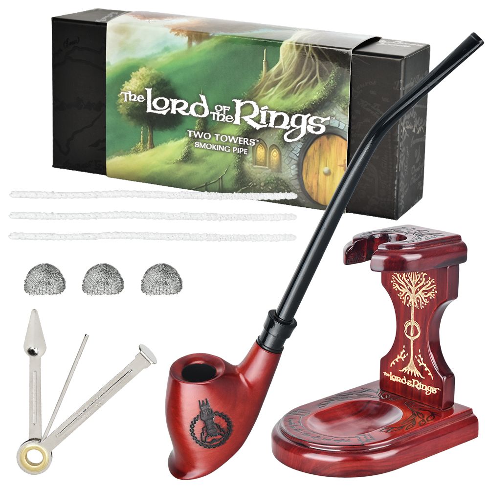 Pulsar Shire Pipes x LoTR TWO TOWERS Pipe & MIDDLE-EARTH Pipe Stand Bundle - 12" - Headshop.com