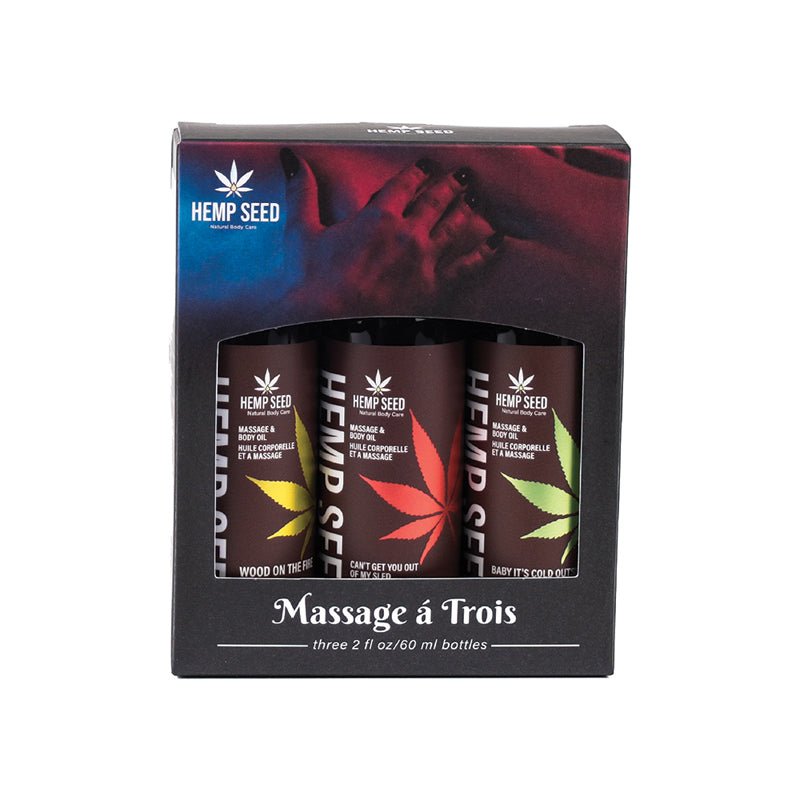 Earthly Body Hemp Seed Holiday 2023 Massage Oil 3-Pcs Gift Set - Headshop.com