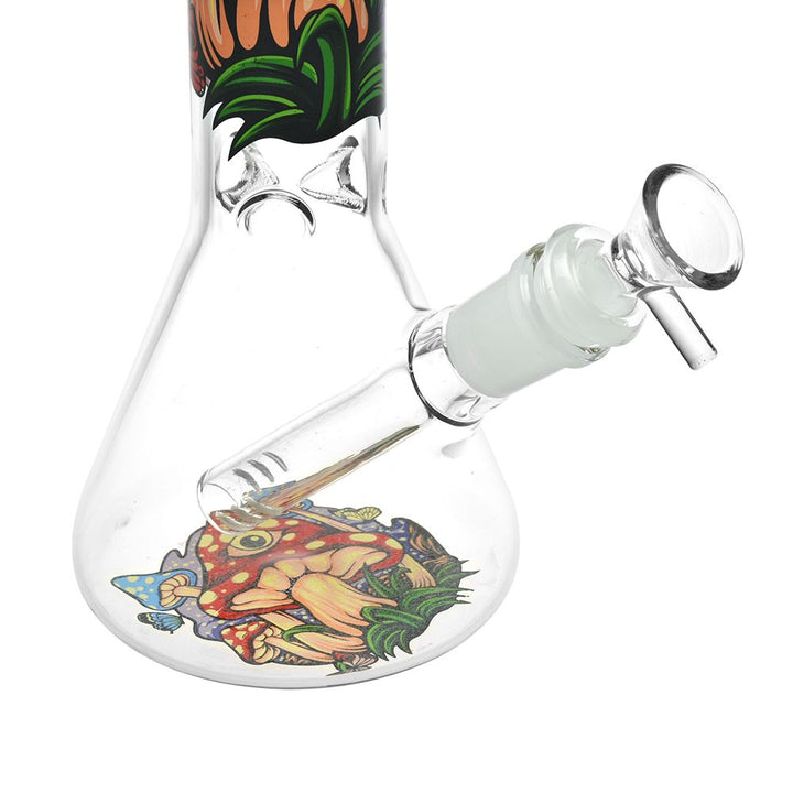 Eye Of The Shroom Beaker Glass Water Pipe - 10" / 14mm F / Colors Vary
