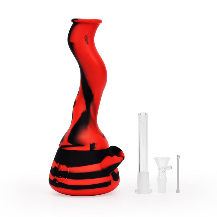 Ritual - 10'' Wavy Silicone Beaker - Black & Red - Headshop.com