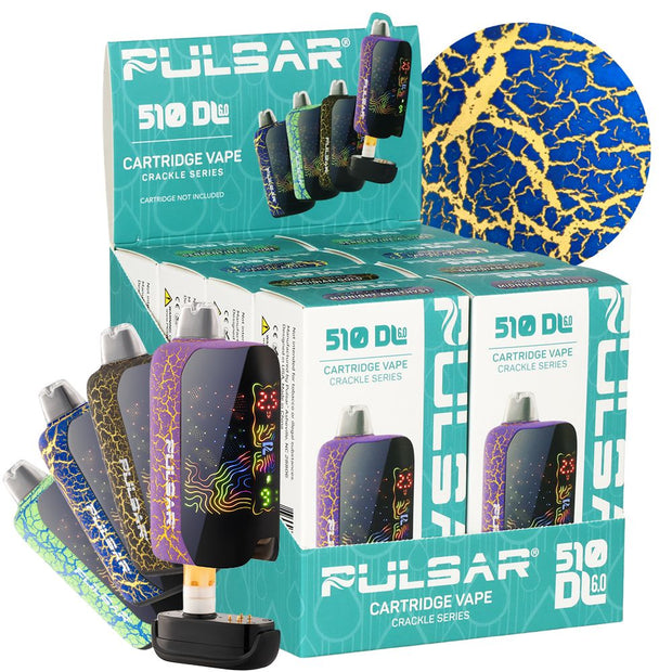 8CT DISPLAY - Pulsar 510 DL 6.0  Curved LCD Screen Vape Bar Crackle Series - 1000mAh / Assorted Colors - Headshop.com
