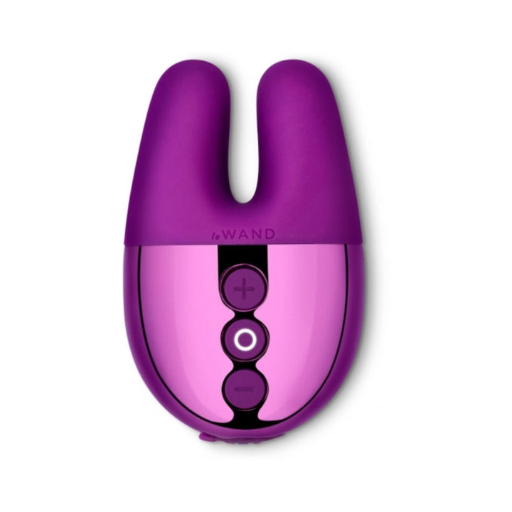 Le Wand Chrome Double Vibe Rechargeable Silicone Mini Vibrator Dark Cherry - Headshop.com