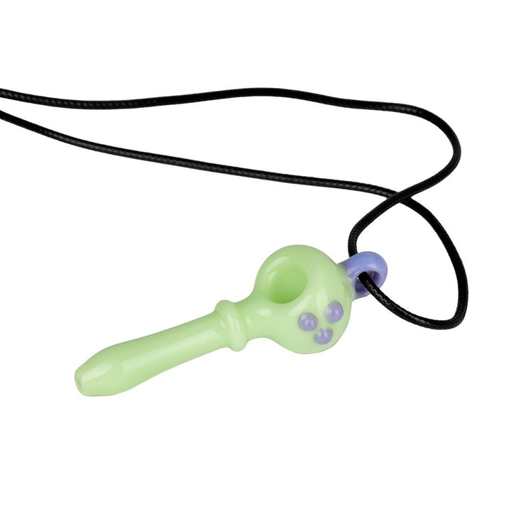 Pastel Glass Spoon Pipe Pendant Necklace - 13" / 2pcs - Headshop.com