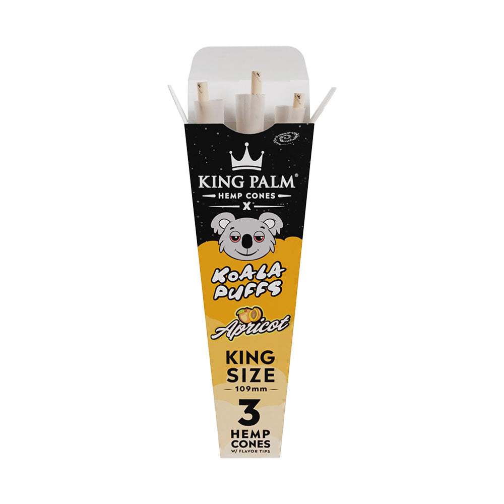 30PC DISP - King Palm x Koala Puffs Hemp Cones - King Size / 3pk / Apricot - Headshop.com