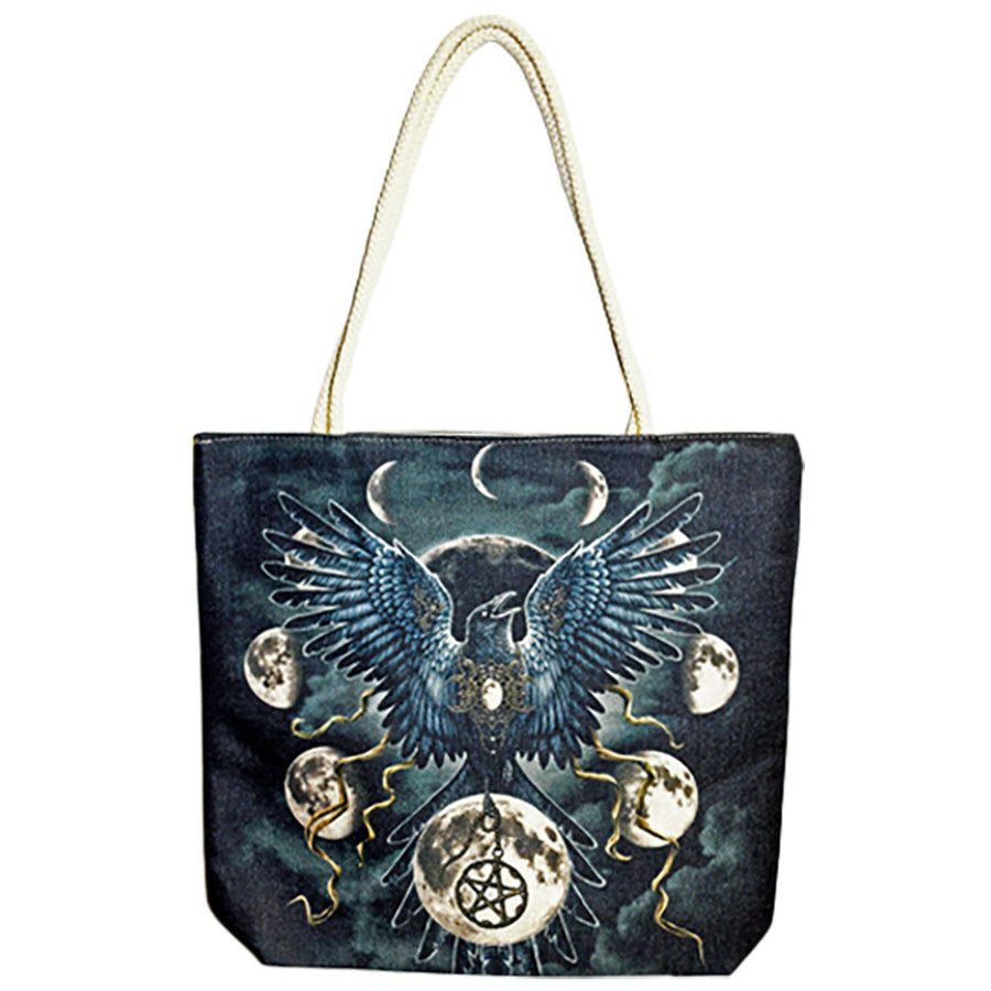 Sinister Wings Jute Rope-Handled Tote Bag - 17"x15" - Headshop.com