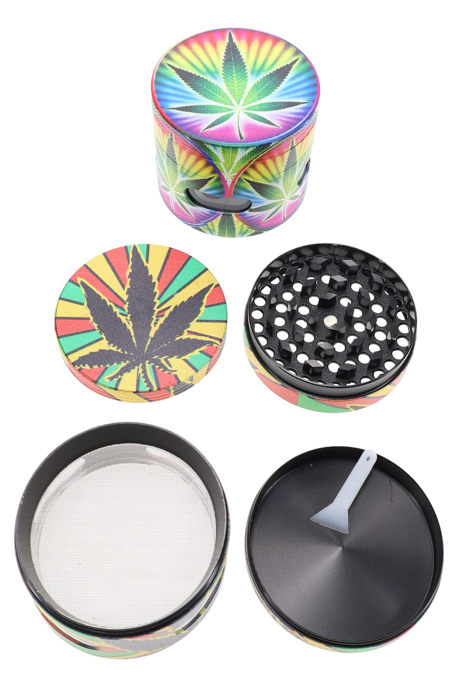 Leaf Design 4-Part Metal Herb Grinder “Window Wonder” – 2¼″ - Headshop.com