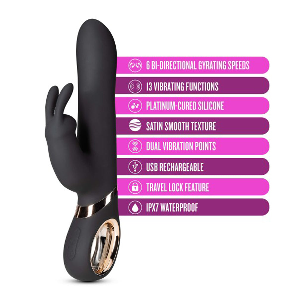 Blush Lush Victoria Rechargeable Silicone Rabbit Vibrator Black - Headshop.com