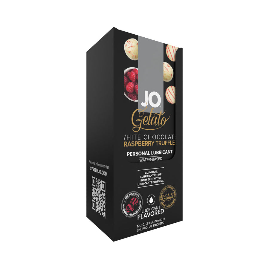 JO White Chocolate Raspberry Flavored Water-Based Lubricant Foils 10 mL 12-Pack - Headshop.com