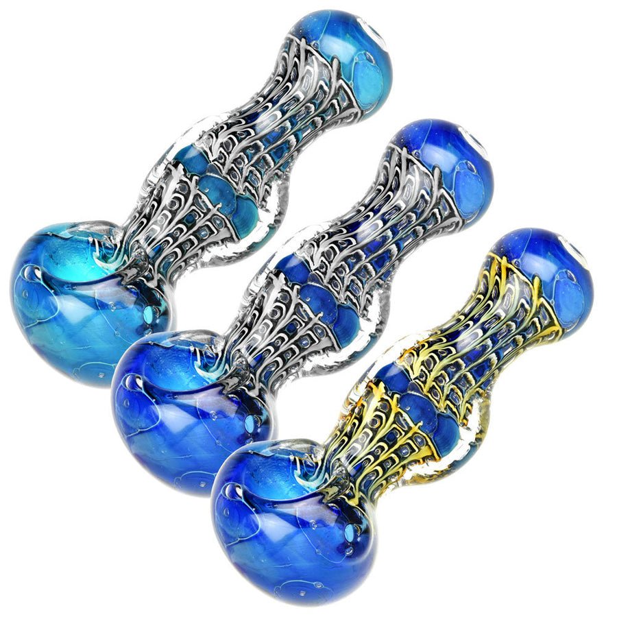 Art Deco Homage 3-Sided Neck Spoon Pipe - 5" / Colors Vary - Headshop.com