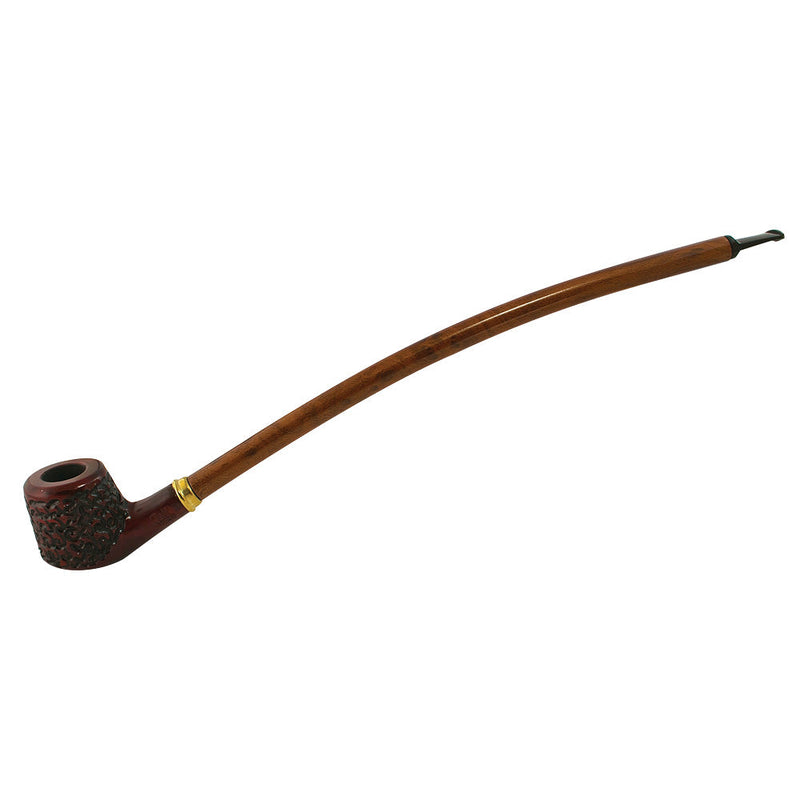 Pulsar Shire Pipes Curved Engraved Cherry Wood Tobacco Pipe - 15" - Headshop.com