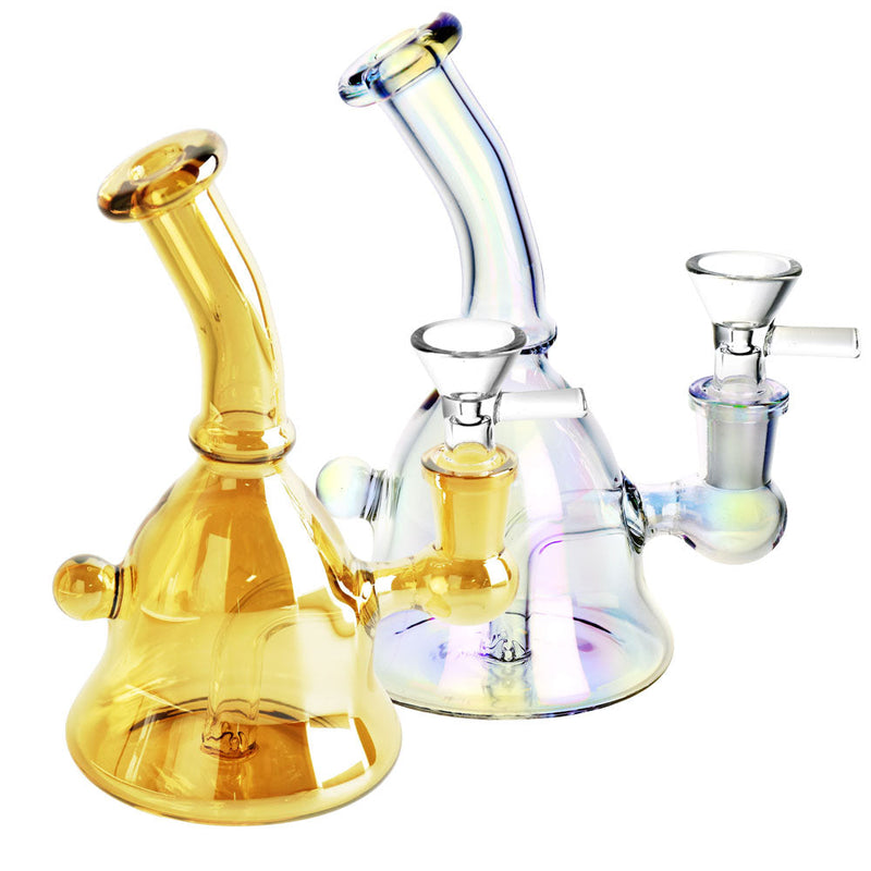 Handbell Iridescent Glass Water Pipe- 6.5"/14mm F/Colors Vary - Headshop.com