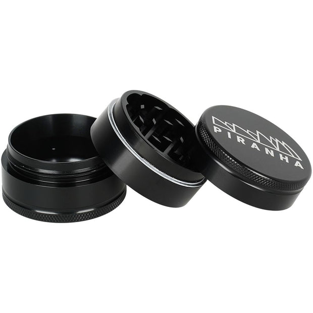 6CT BOX - Piranha Grind-and-Store Aluminum Grinder - 3pc / 2" / Black