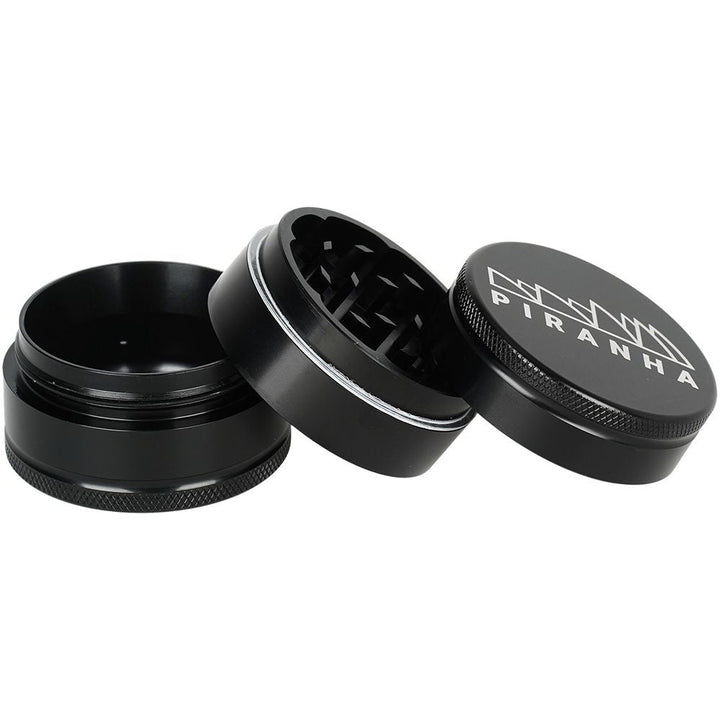 6CT BOX - Piranha Grind-and-Store Aluminum Grinder - 3pc / 2" / Black