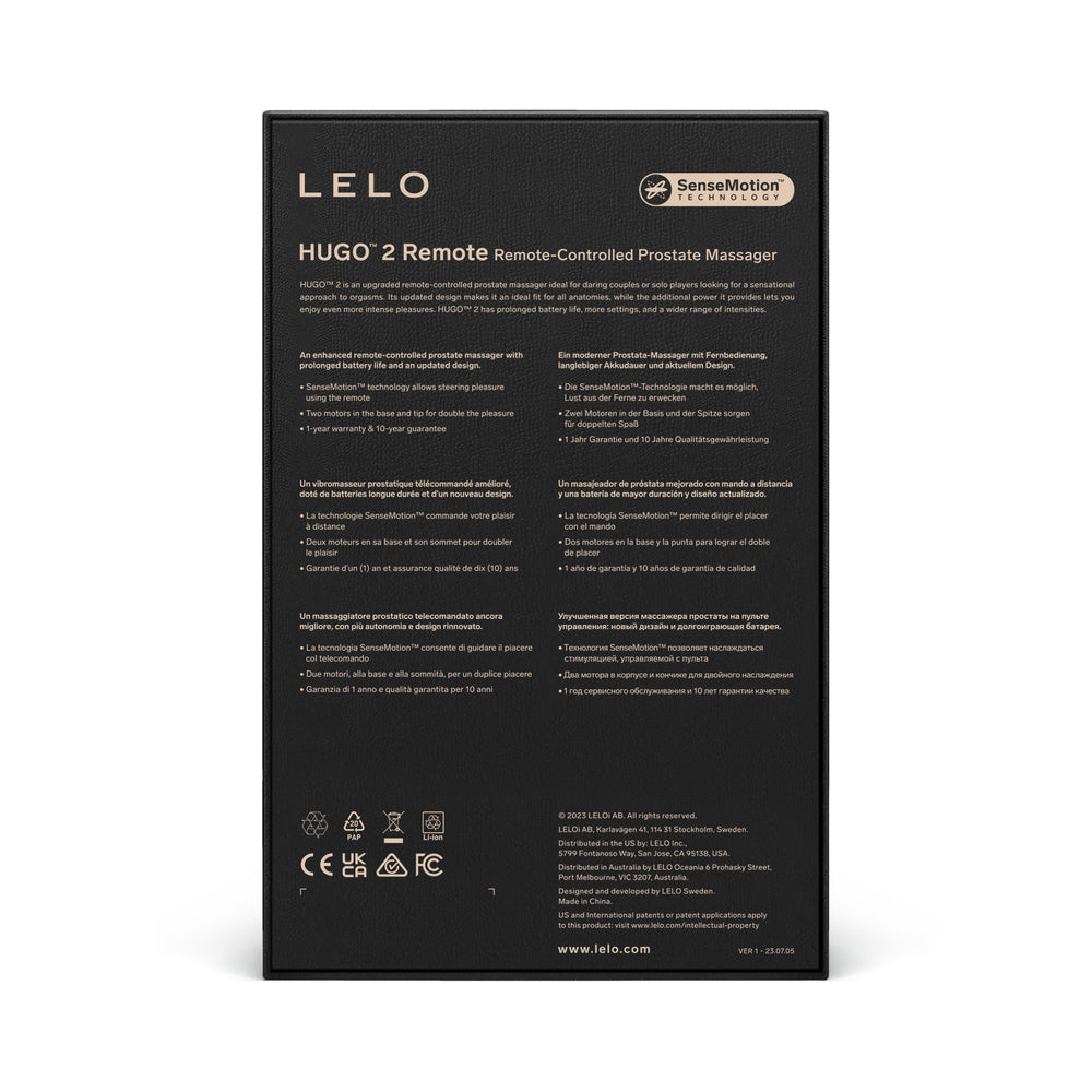 LELO HUGO 2 Prostate Massager with Remote Black - Headshop.com