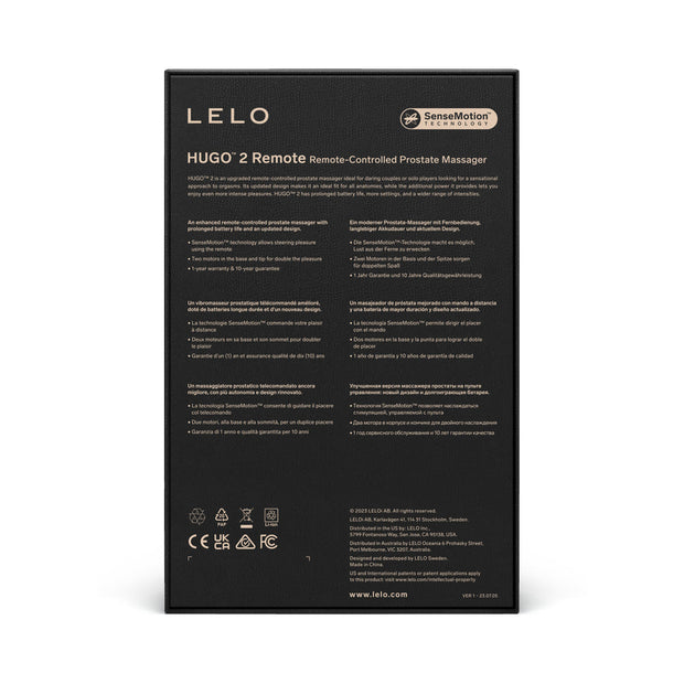 LELO HUGO 2 Prostate Massager with Remote Black - Headshop.com