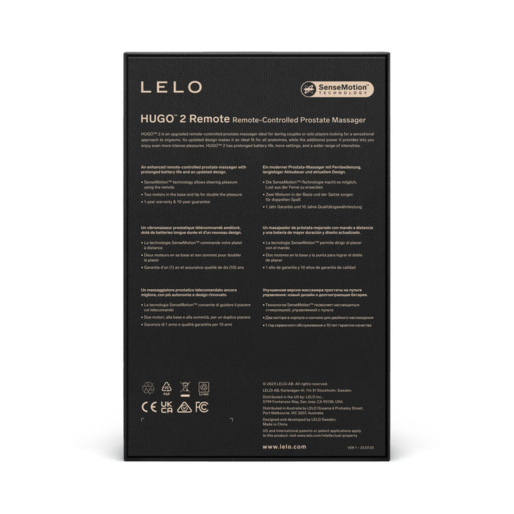 LELO HUGO 2 Prostate Massager with Remote Black - Headshop.com