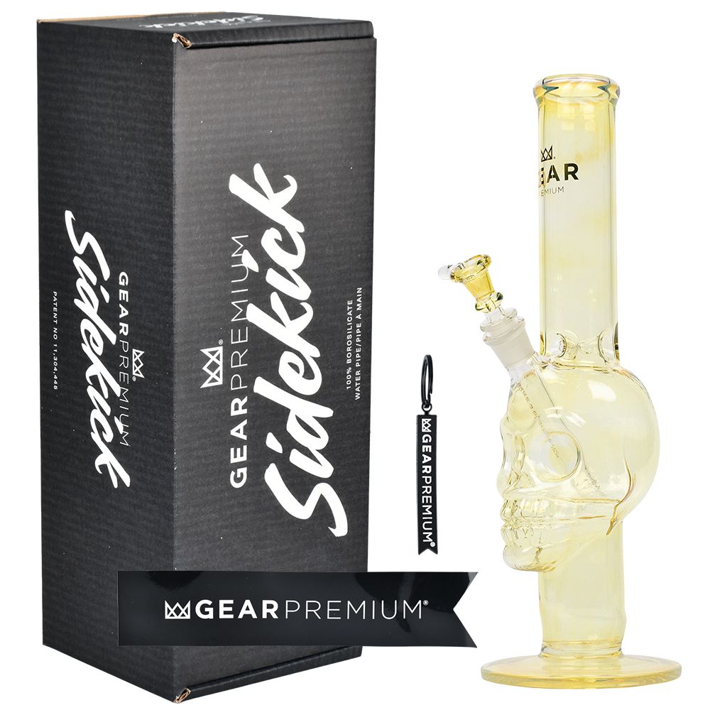 Gear Premium Color Changing Skull Straight Tube Glass Water Pipe - Headshop.com