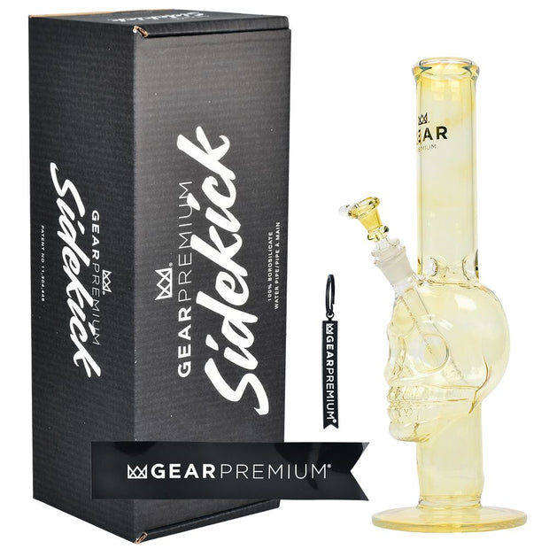 Gear Premium Color Changing Skull Straight Tube Glass Water Pipe - Headshop.com
