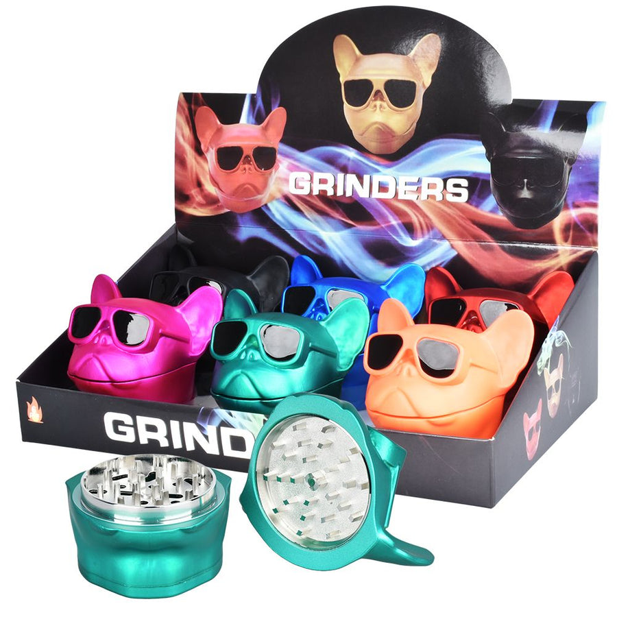 Hipster Dog Aluminum Grinder - 2.25" / 3pc / 6ct - Headshop.com