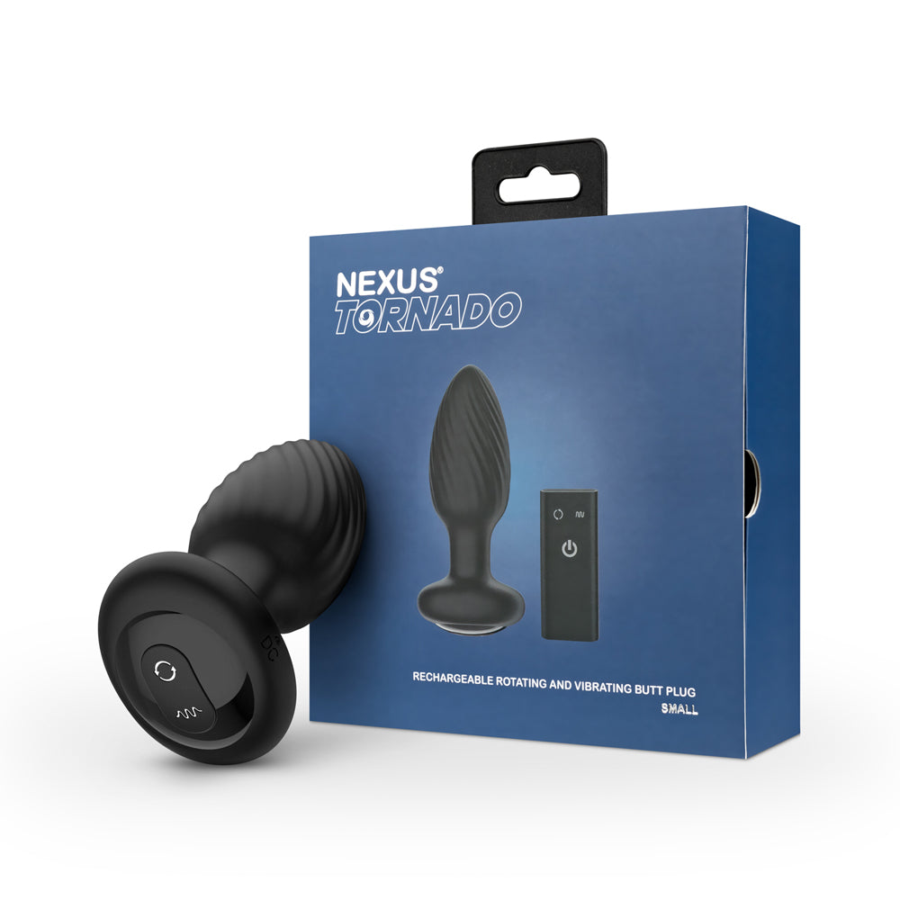 Nexus Tornado Rechargeable Remote-Controlled Rotating & Vibrating Textured Silicone Anal Plug Black - Headshop.com