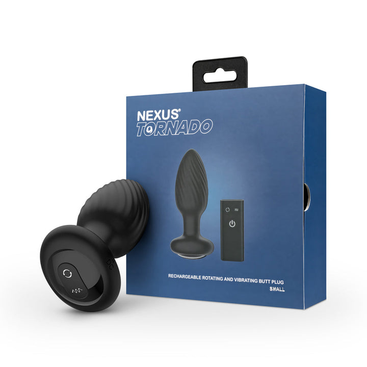 Nexus Tornado Rechargeable Remote-Controlled Rotating & Vibrating Textured Silicone Anal Plug Black - Headshop.com