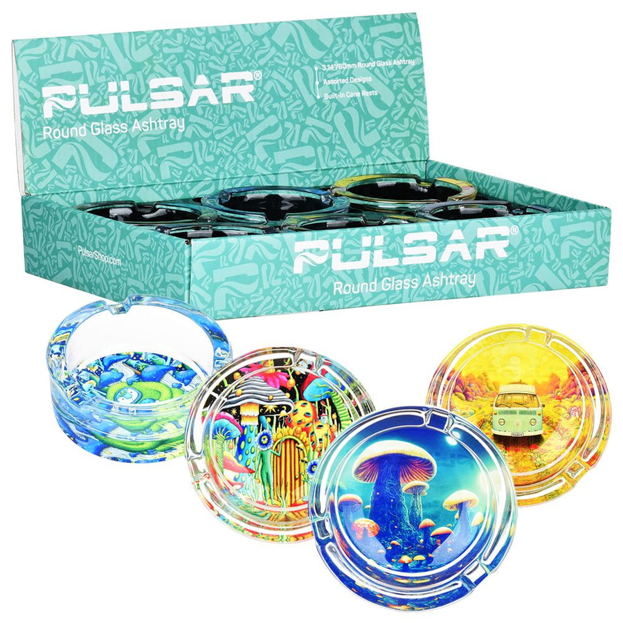 Pulsar Design Series Round Glass Ashtray - 3.4" / 6ct - Headshop.com