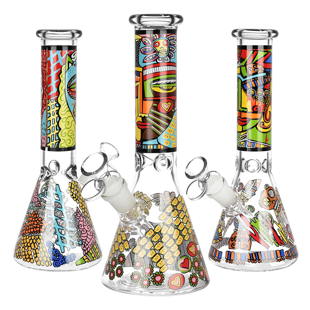 Abstract Art Beaker Water Pipe - 9.75"/14mm F/Designs Vary - Headshop.com