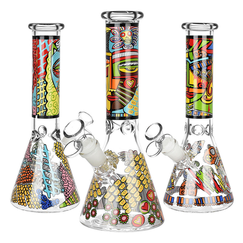 Abstract Art Beaker Water Pipe - 9.75"/14mm F/Designs Vary - Headshop.com