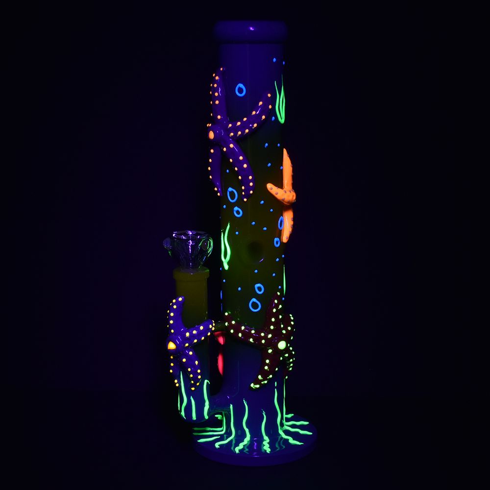 Catch A Rising Starfish Glow In The Dark Tube Water Pipe - 13.75" / 19mm F - Headshop.com