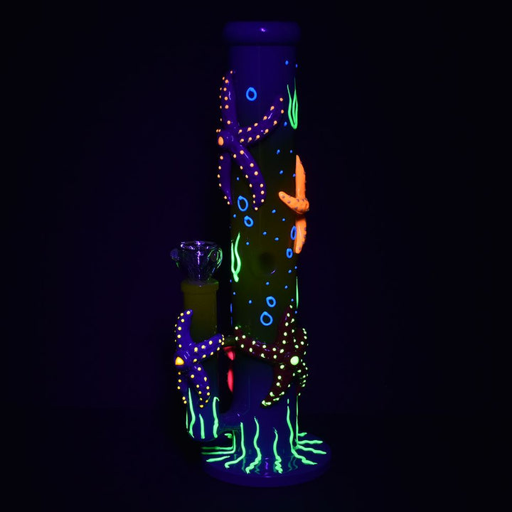 Catch A Rising Starfish Glow In The Dark Tube Water Pipe - 13.75" / 19mm F - Headshop.com