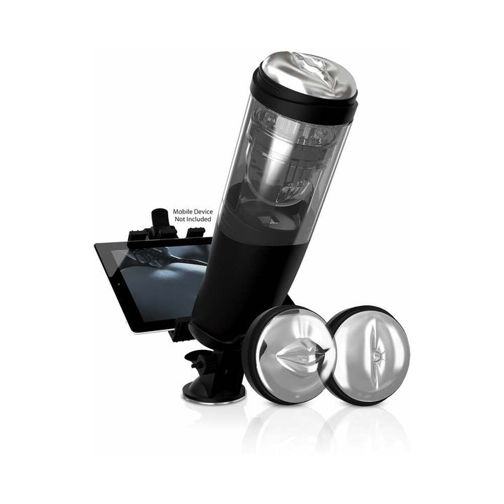 PDX Elite Deluxe Mega-Bator Rotating Thrusting Masturbator Clear/Black - Headshop.com