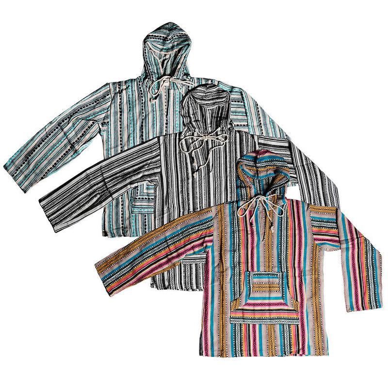 Striped Cotton Baja Hoodie Jacket - Colors Vary - Headshop.com