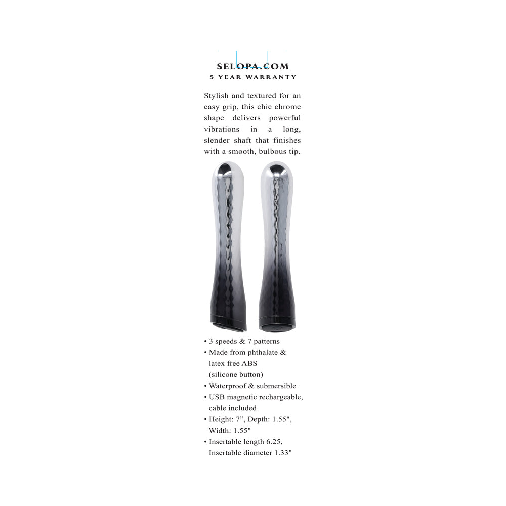 Selopa Silverado Rechargeable Vibrator ABS Plastic & Silicone Silver/Black - Headshop.com