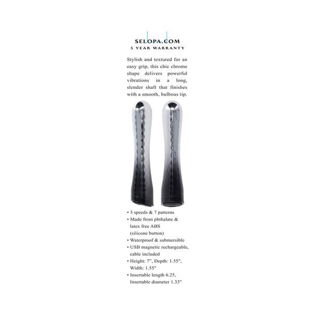 Selopa Silverado Rechargeable Vibrator ABS Plastic & Silicone Silver/Black - Headshop.com