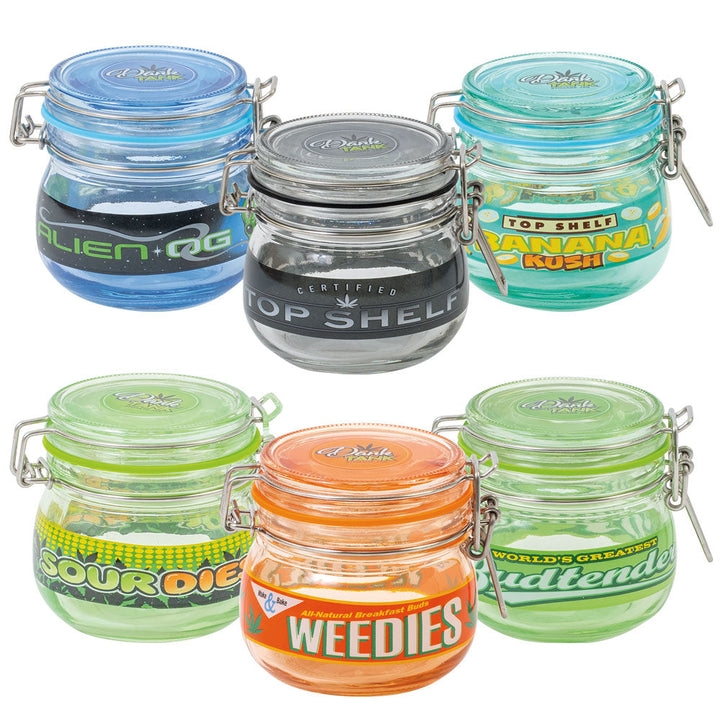 Fujima Dank Tank Glass Storage Jars - 2.75"/Asst - 6PC DISP - Headshop.com