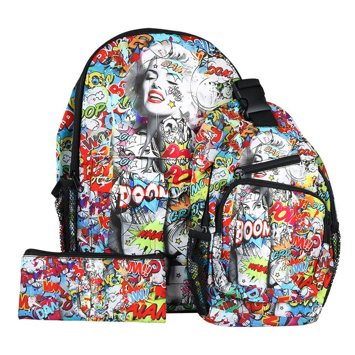 Colorful Designs Backpack & Zipper Pouch 3-Piece Set - 11"x17"