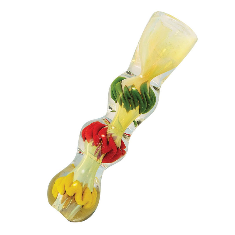 Rasta Color Glass Chillum Pipe - Headshop.com