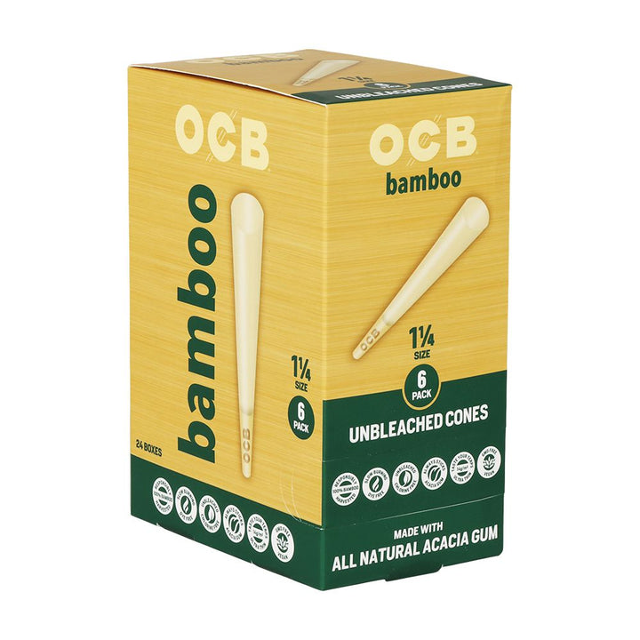OCB Unbleached Bamboo Pre-Rolled Cones | 24pk Display