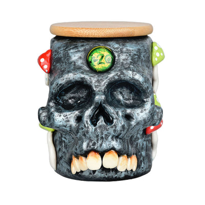 Pulsar Third Eye Shroom Skull Glass Jar - 4.25" - Headshop.com