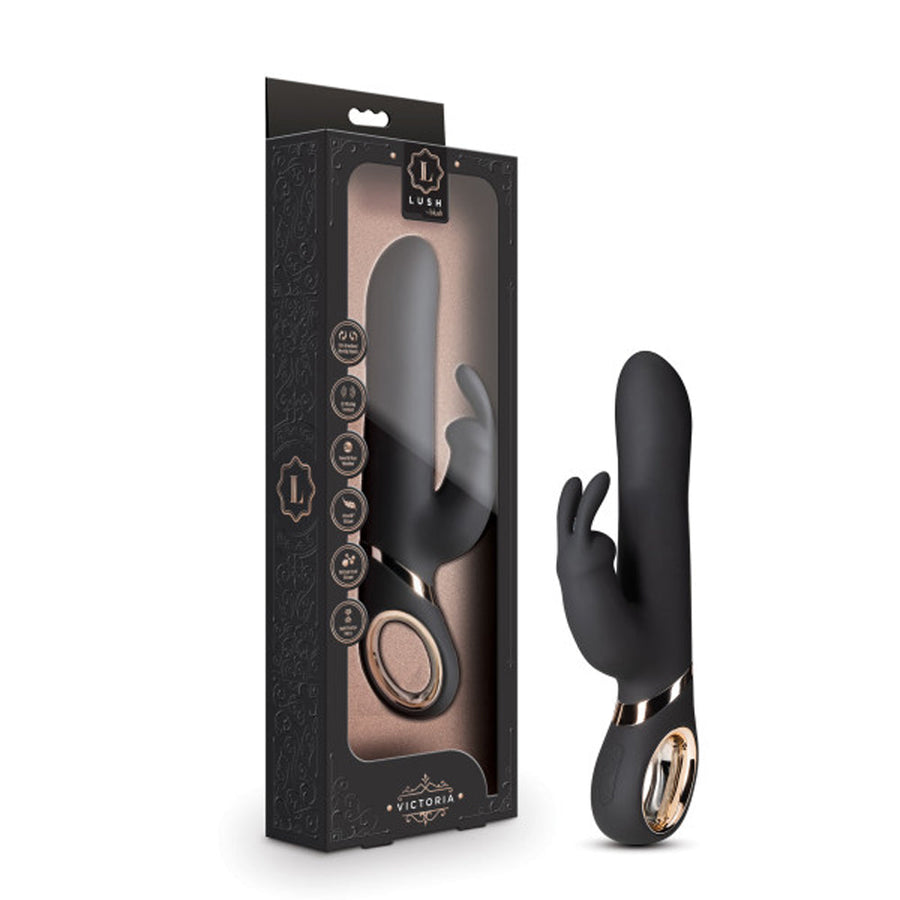 Blush Lush Victoria Rechargeable Silicone Rabbit Vibrator Black - Headshop.com
