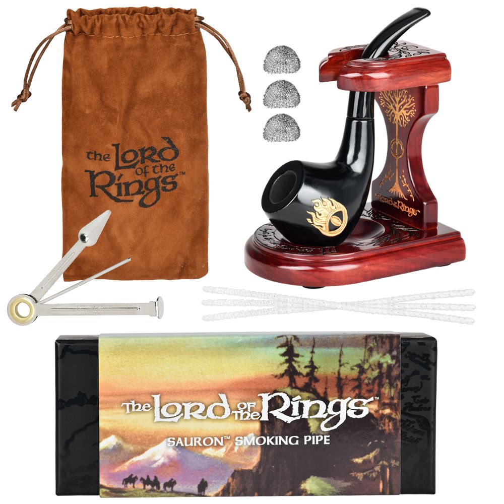 Pulsar Shire Pipes x LoTR SAURON Pipe & MIDDLE-EARTH Pipe Stand Bundle- 5.5" - Headshop.com