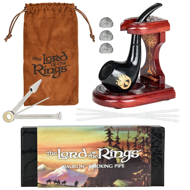 Pulsar Shire Pipes x LoTR SAURON Pipe & MIDDLE-EARTH Pipe Stand Bundle- 5.5" - Headshop.com