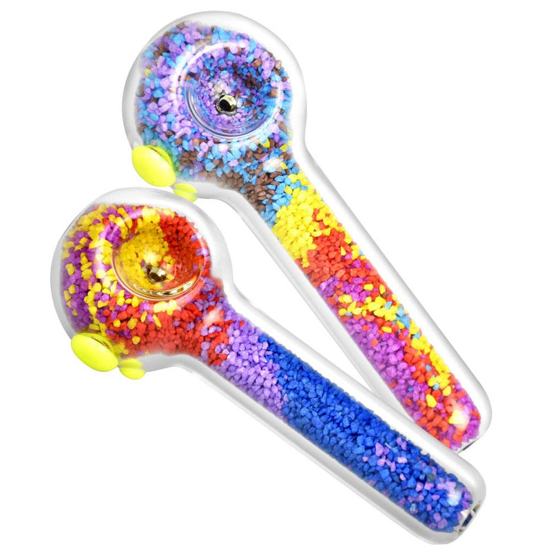 Glowing Frit Filled Glass Spoon Pipe - Headshop.com