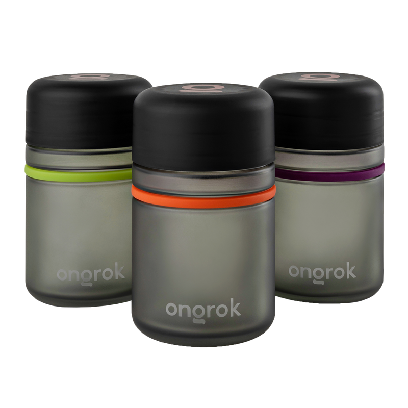 Ongrok Child Resistant Glass Storage Jar, 3 pack x 180ml each - Headshop.com